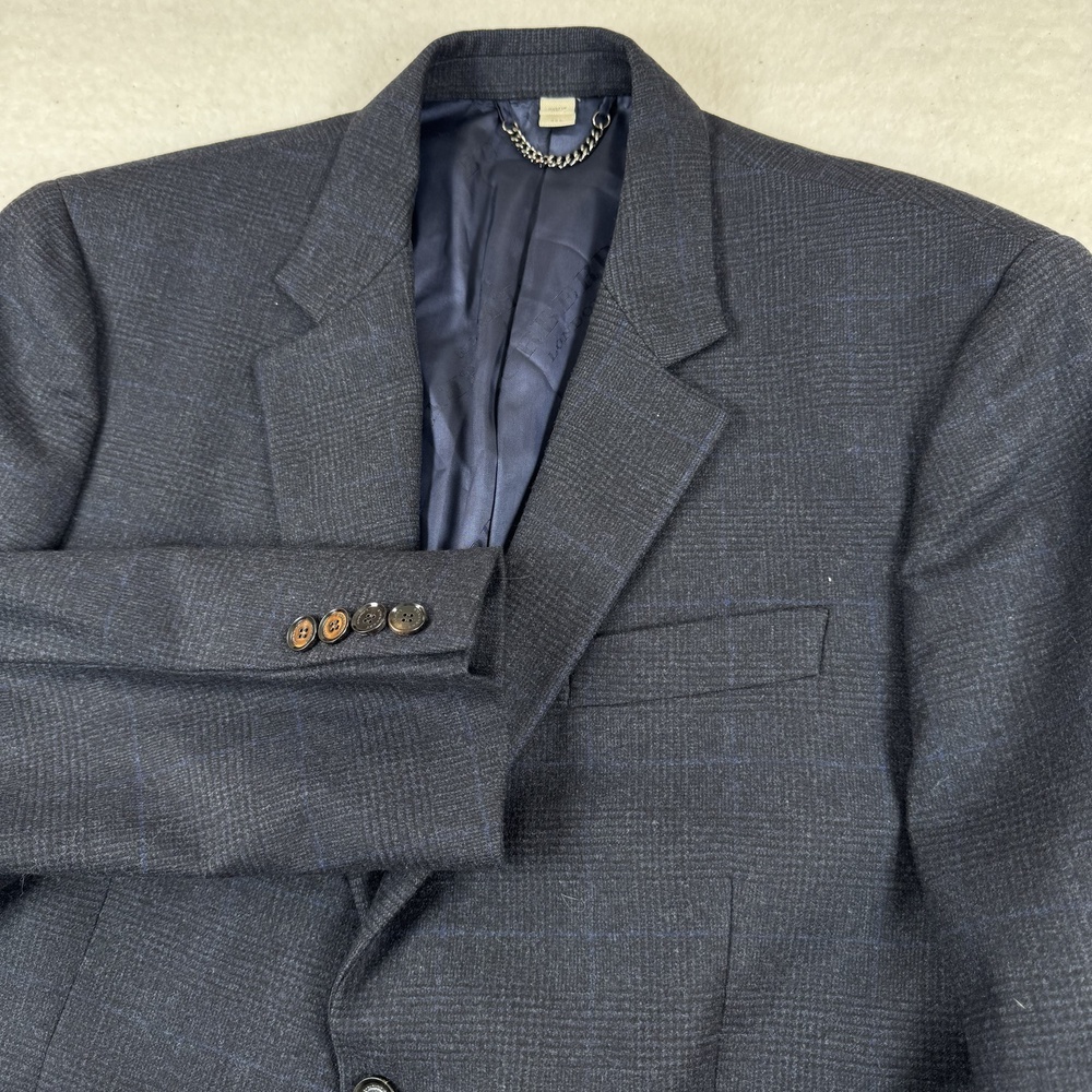 Burberry London Sport Coat Mens Size 52L Gray Check Wool Tweed Blazer Italy